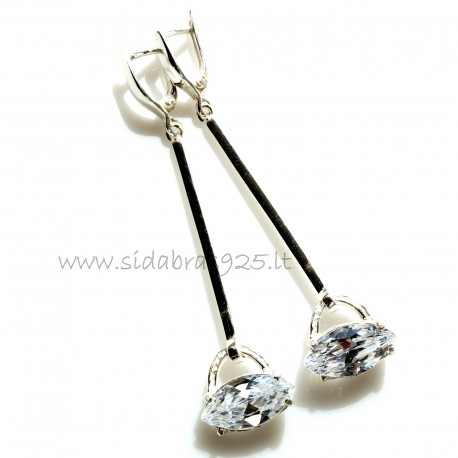Earrings with Zirconia "Baltas laivelis"