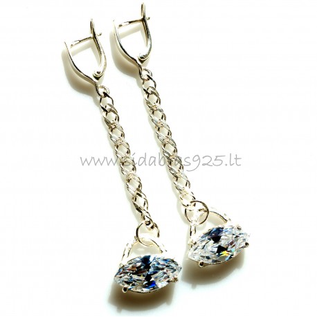 Earrings with chain and zircon