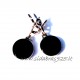 Earrings with flat Onyx A489-4