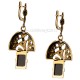 Brass earrings with Onyx ŽA507 -4