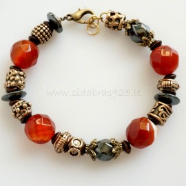 Sold Out Bronze bracelet with carnelian and hematite