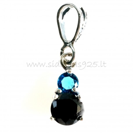 Pendant with blue and black zirconia "Felicite"