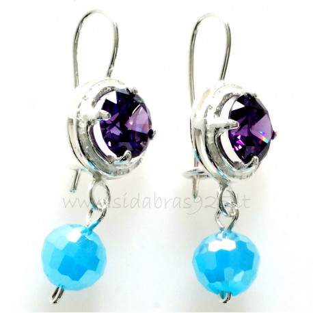 Earrings with purple zirconia and Swarovski