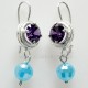 Earrings with purple zirconia and Swarovski-3