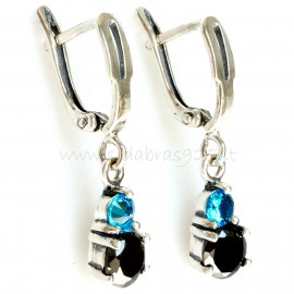 Earrings with blue and black Zirconia "Felicite"