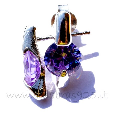 Earrings with purple Zircon "Žėrutis"
