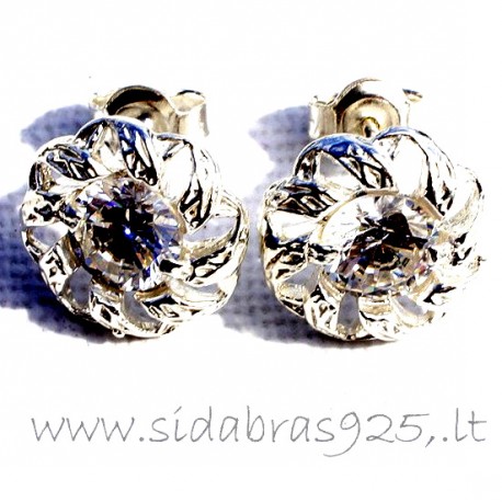 Earrings with Zirconia "Gėlytė B"