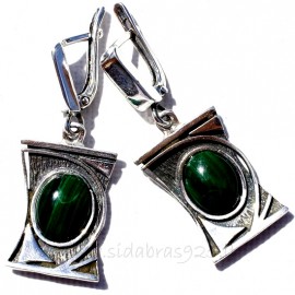 Earrings with Malachite A183