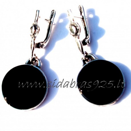 Earrings with flat Onyx A489