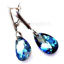 Earrings with greenish, blue Swarovski