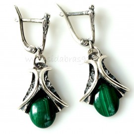 Earrings with Malachite A573
