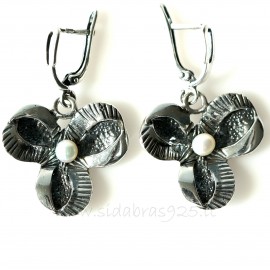 Earrings with Pearls "Three Petals" A527