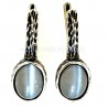 Earrings with gray stone Cat's eyes A148