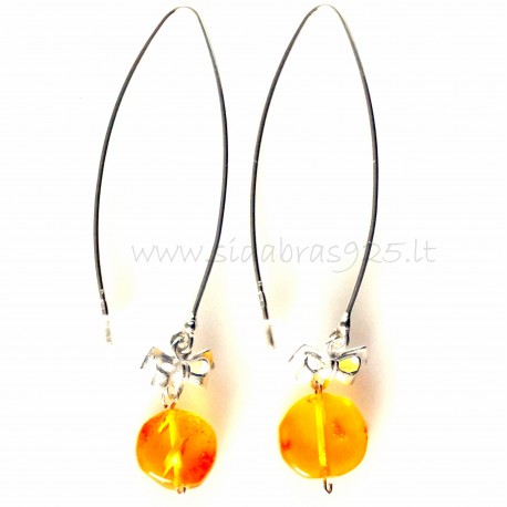 Earrings "Ribbon" withwith Amber