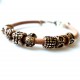 Bronze bracelet with gold colored beads R7-1