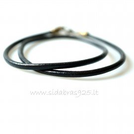 Brass necklace with natural leather J7