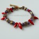 Bronze single bracelet with coral and amethyst-2