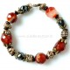 Bronze one-piece bracelet with natural stones Carnelian and Hematite-1