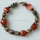 Bronze one-piece bracelet with natural stones Carnelian and Hematite-4