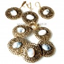 Bronze jewellery set "Junda with white agate"