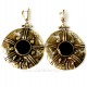 Brass earrings with onyx ŽA500-1