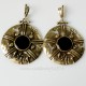 Brass earrings with onyx ŽA500-3