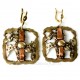 Brass earrings with pure copper strip ŽA-1