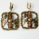 Brass earrings with pure copper strip ŽA-3