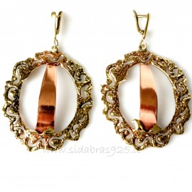 Brass earrings with copper ŽA