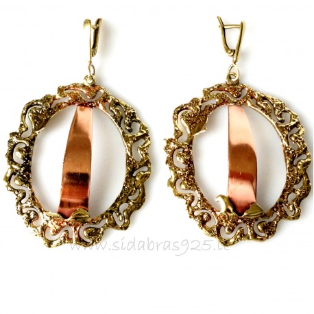 Brass earrings with copper ŽA