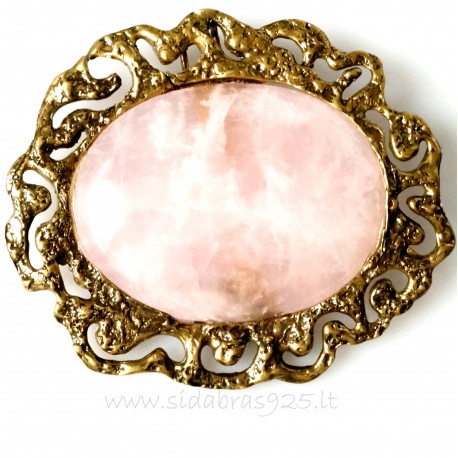 Brass pendant with Pink Quartz ŽP484