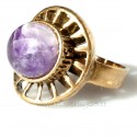 Bronze ring with natural amethyst BŽ149
