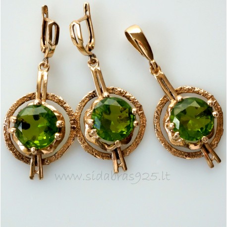 Bronze jewellery set BA341BP342 žalias cirkonis