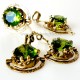 Brass earrings with green stone ŽA341-3