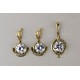 Brass earrings with 14 mm white zirconium ŽA341-4