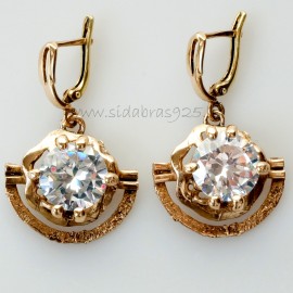 Bronze earrings with 12 mm Zircon BA341