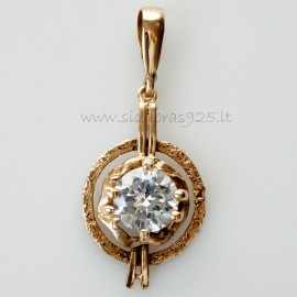 Bronze pendant with white 12 mm zircon BP342