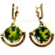 Brass earrings with green stone ŽA341-1