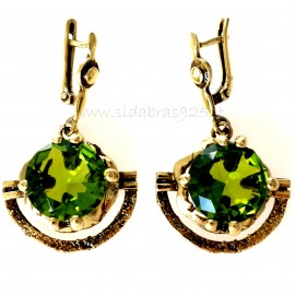 Brass earrings with green stone ŽA341