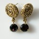 Brass earrings openwork with black zircon ŽA-3