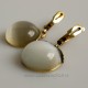 Brass earrings with gray cat eye ŽA764-3