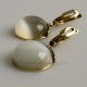 Brass earrings with gray cat eye ŽA764-5
