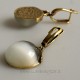 Brass earrings with gray cat eye ŽA764-4
