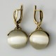 Brass earrings with gray cat eye ŽA764-6