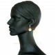 Brass earrings with gray cat eye ŽA764-2