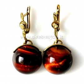 Brass earrings with ox stone ŽA764