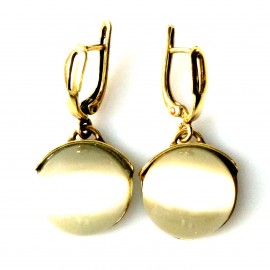 Brass earrings with gray cat eye ŽA764