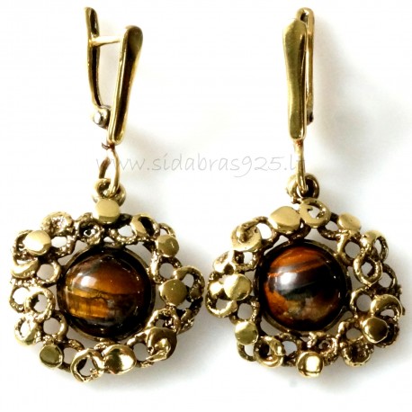Brass earrings with tiger stone ŽA346