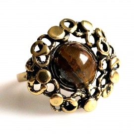 Brass ring with tiger stone or onyx ŽŽ104