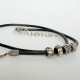 Leather necklace with with balls, owl-4